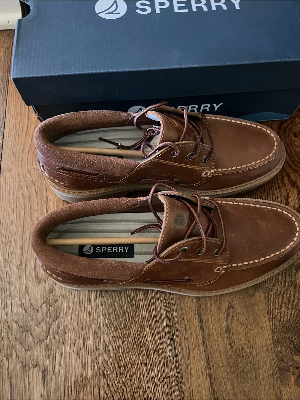 Sperry Men’s A/0 Lug 3-Eye Tan Leather Boat Shoes Size 8